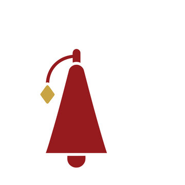 Red bell with golden clapper isolated on transparent background