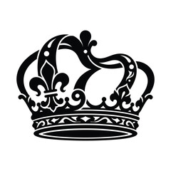 Royal crown royal heraldic black icon design element for medieval kingdom emblem projects. © MSTSUMAIYA