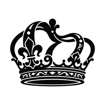 Royal crown royal heraldic black icon design element for medieval kingdom emblem projects.