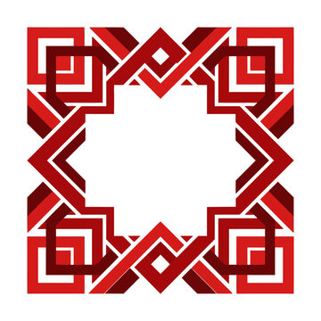 Red geometric pattern frame