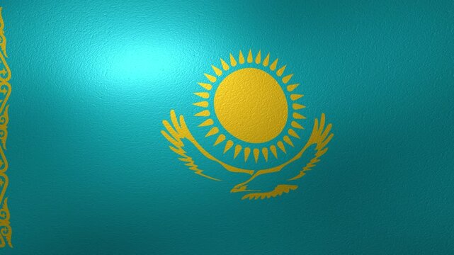 Kazakhstan national flag waving in the wind