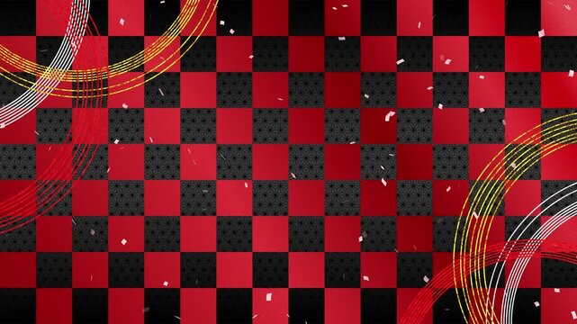 circle gold red confetti pink fall pattern01 ichimatsu pattern asanoha pattern loop （red black background）01