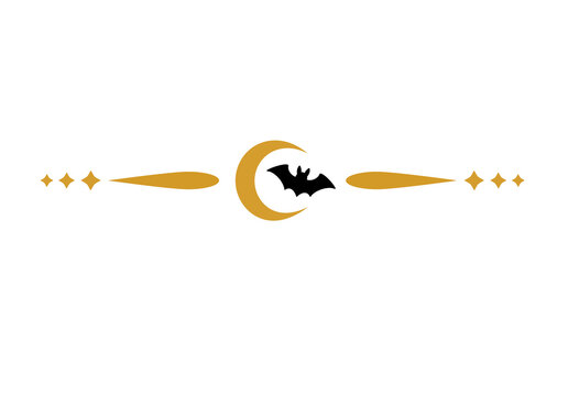 Black Bat and Crescent Moon Halloween Divider
