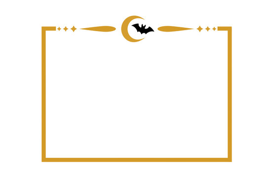 Black Bat and Crescent Moon Halloween Divider Border Frame