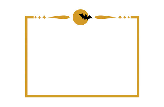 Black Bat Flying and Full Moon Halloween Divider Border Frame