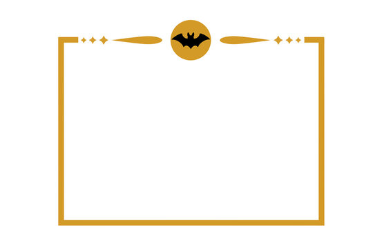 Black Bat Centered  and Full Moon Halloween Divider Border Frame