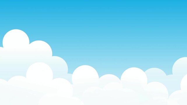 Fluffy White Clouds against Clear Blue Sky 4K