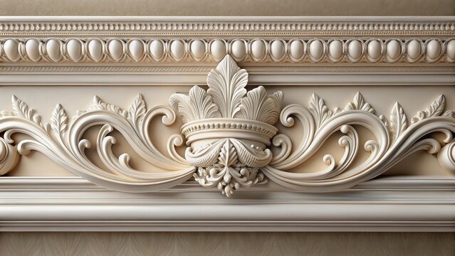 ornate crown moulding with intricate carvings and decorative cornice details , cornice