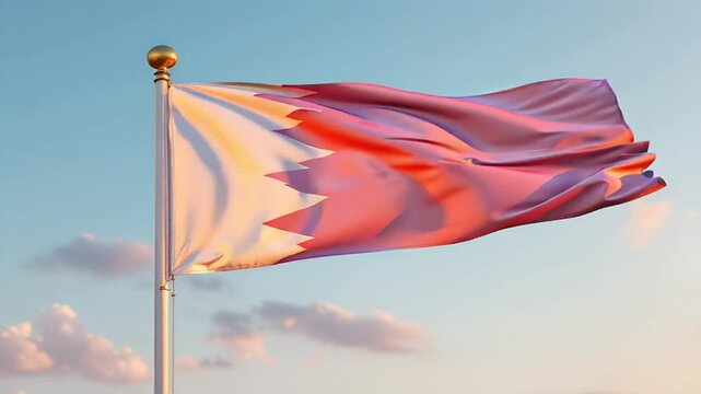 National flag of qatar waving against blue sky