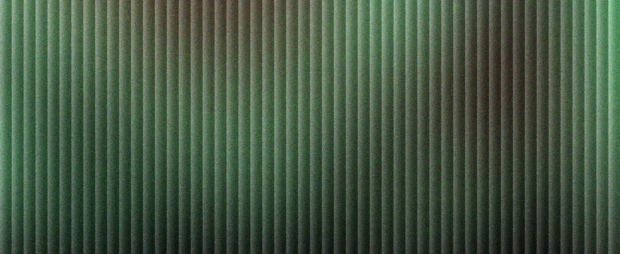 Industrial corrugated metal texture with vertical ridges, dark green metallic surface with rhythmic parallel lines. Abstract architectural steel panel backdrop for modern design projects.