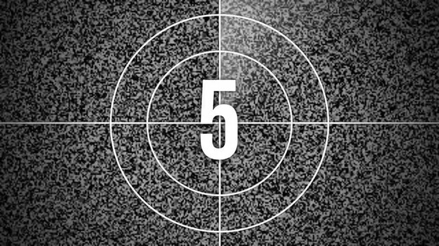 10 minute timer film leader countdown with vintage noise static