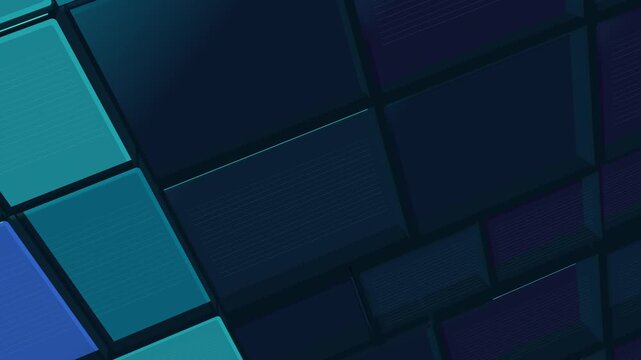 Luminous Blue Extruded Tiles with Flowing Depth Waves Loop