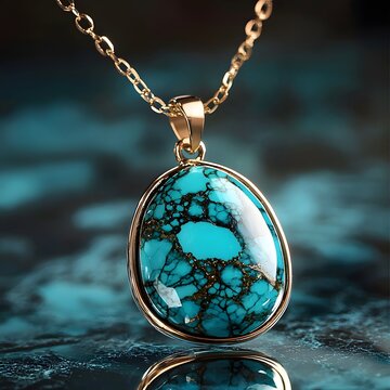 Turquoise Pendant Necklace Macro for graphic design