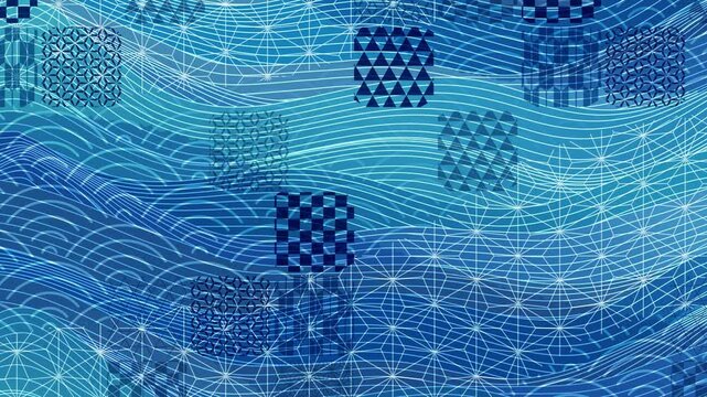 Abstract Blue Geometric Pattern Texture 4K
