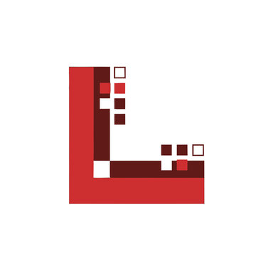 Red and brown letter L made of squares