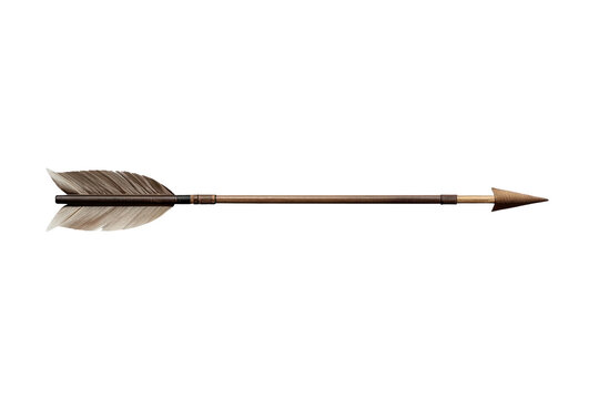 Detailed vintage wooden and metal arrow front view