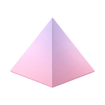Gradient pink pyramid shape with appears transparent on transparent background