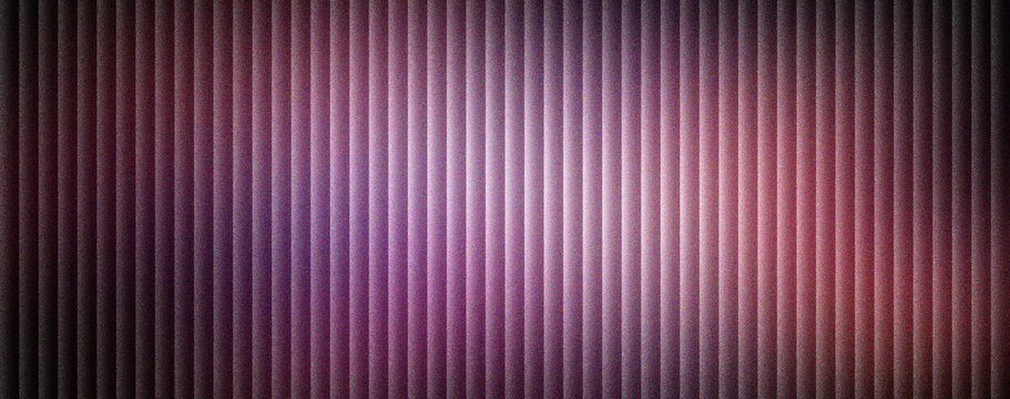 Abstract purple corrugated metal texture with vertical stripes. Industrial violet ribbed steel background for modern design. Dark magenta metallic wall pattern with soft lighting effects.