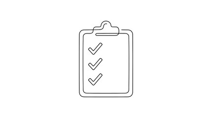 Fototapeta premium Clipboard with checklist icon graphic resource minimalist vector line art