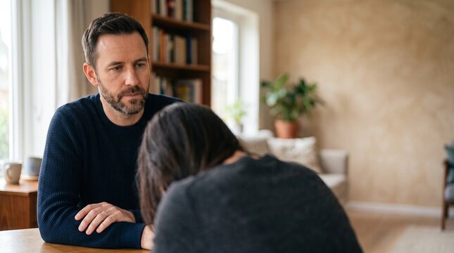 相手の謝罪をすぐに判断せず静かに受け止める人物