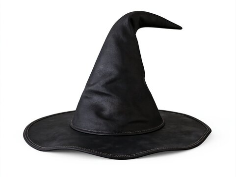 Witch hat for halloween costume as a black pointed magic accessory for a spooky fantasy sorceress party fashion