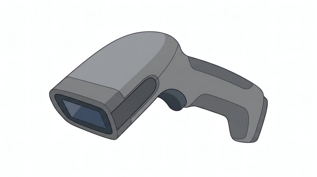 Modern handheld electronic barcode scanner tool for warehouse inventory management and retail store checkout logistics illustration isolated on white
