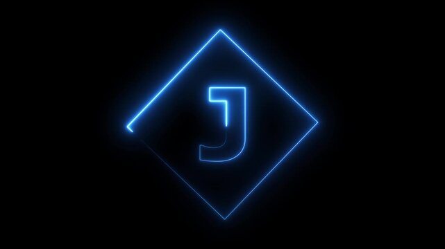 Glowing Neon Letter J Icon, Neon alpha b box icon glow with transparent background