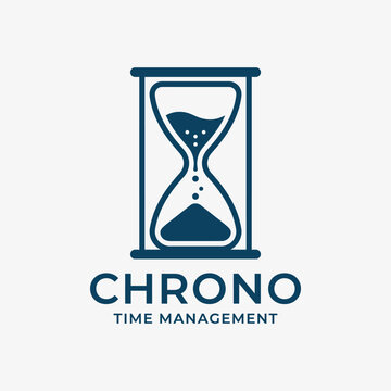 Minimalist blue hourglass logo design for time management, planning, and productivity concept