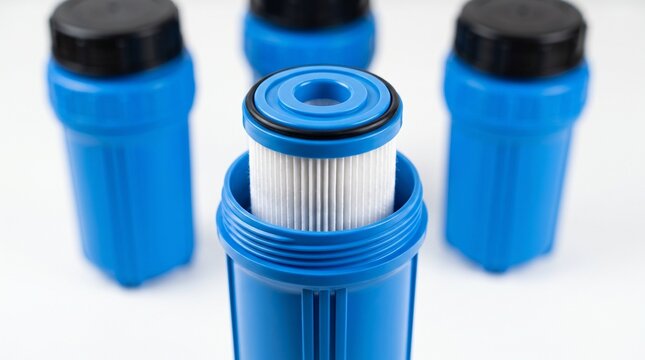 Blue Water Filter Housing and Replacement Cartridge for Domestic Purification System