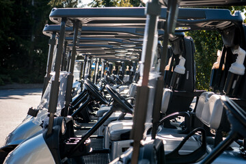 Golf carts in the morning light. © Tricia