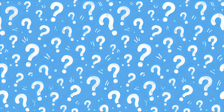 White Question Marks Seamless Pattern on Bright Blue Background
