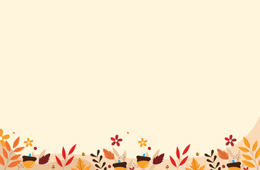 Fototapeta premium Colorful Autumn Leaves Border Background with Copy Space