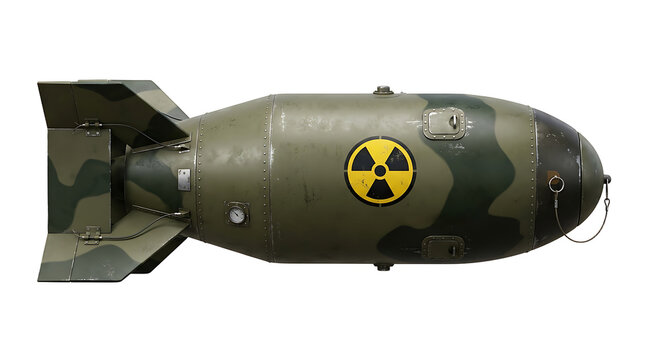Nuclear bomb with radiation symbol isolated on transparent background