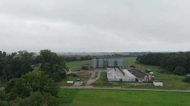 Grain Silos and Farm Buildings on Ruegen Island Aerial View