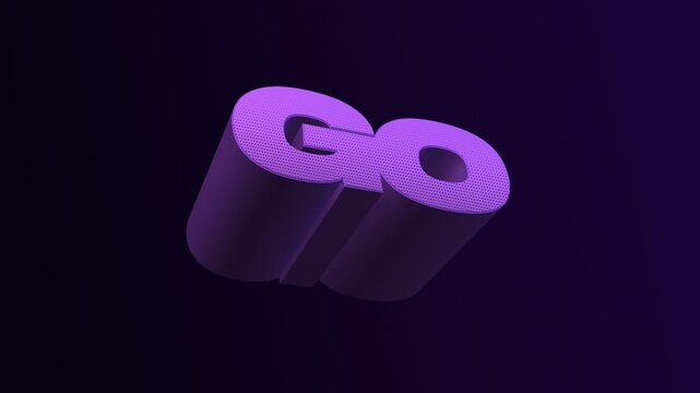 GO Rotating Violet 3D Typography with Halftone Texture Loop