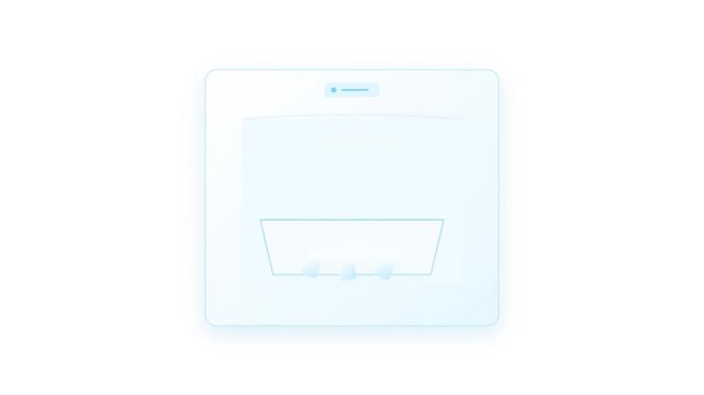 Modern Ice Maker Machine Dispensing Translucent Cyan Cubes with Flowing Cold Mist Loop