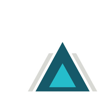 Geometric triangle logo with teal and blue colors