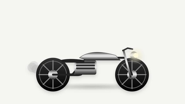 Chrome and Black Cruiser Motorcycle with Spinning Wheels and Pulsing Exhaust Smoke