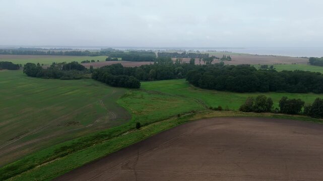 Farmland and Coastal Pools on the Baltic Shore of Ruegen Aerial