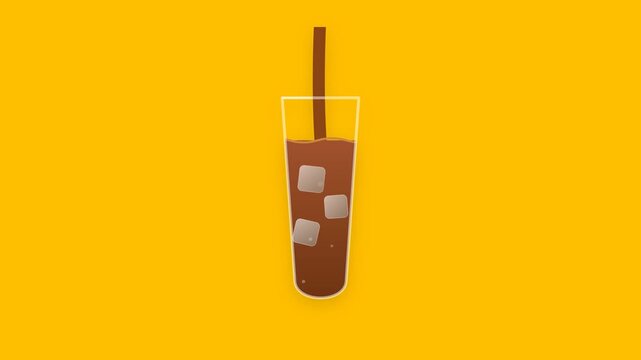 Amber Iced Tea Pouring Into Glass With Floating Ice Cubes Motion Graphic
