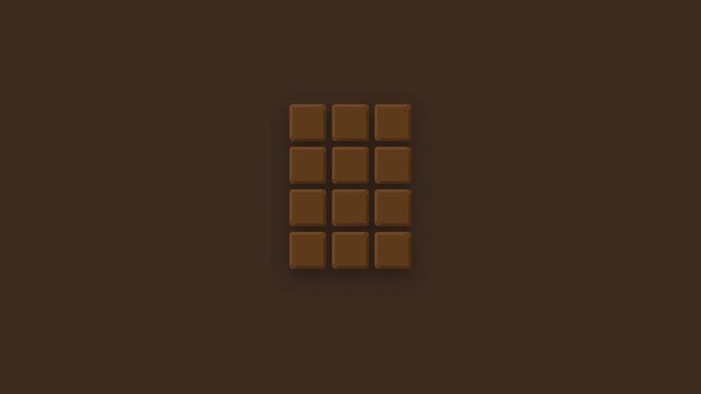 Milk Chocolate Bar Snapping into Pieces with Smooth Motion Graphic Animation