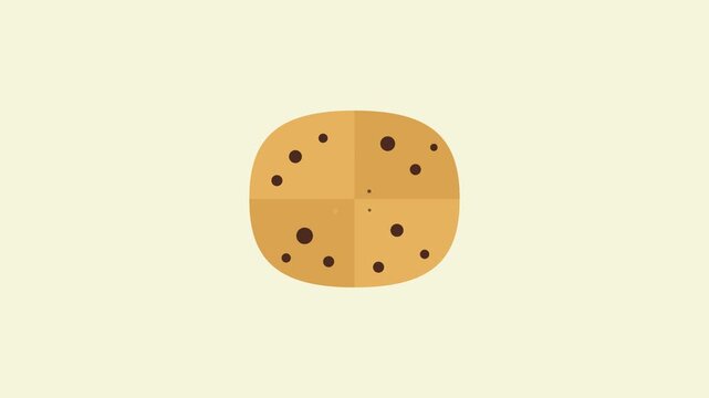 Round Golden Brown Cookie Crumbling with Dark Chocolate Chips on Beige Background