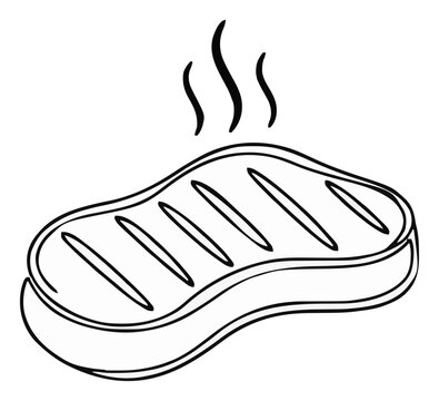 Minimalist continuous line art grilled steak vector .... Generative AI