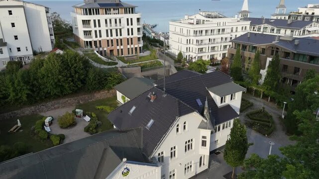 White Resort Architecture Above Sellin Beach Ruegen Drone View
