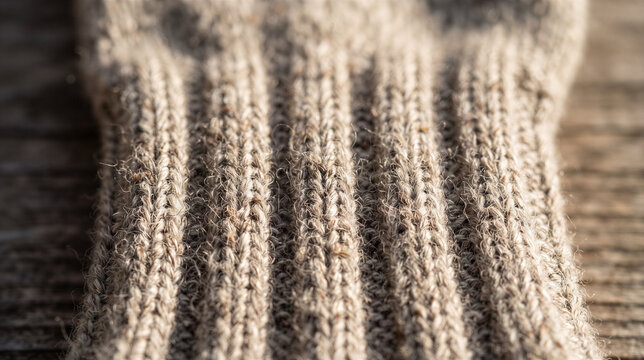 Close up of ribbed wool sock texture