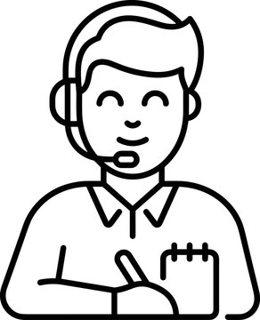 Customer service agent with headset and notepad taking notes for support