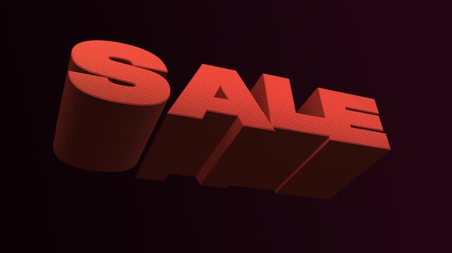 SALE Rotating Coral 3D Typography with Halftone Texture Loop