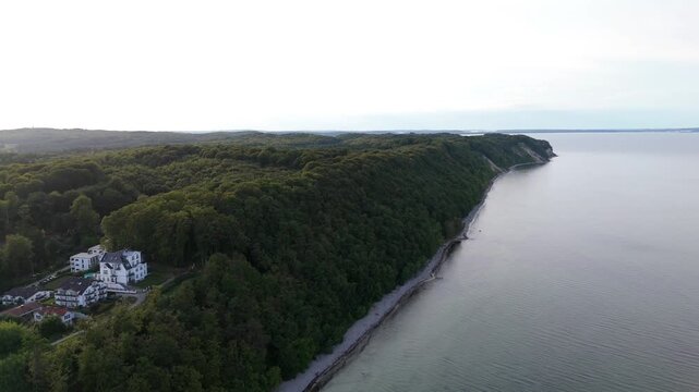 Coastal Forest and Seaside Villa Near Sellin Ruegen Drone View