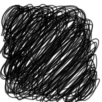 Abstract chaotic black tangled square scribble brush stroke background