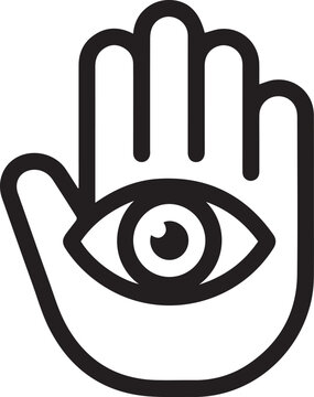 Hamsa hand symbol with eye in palm center isolated vector graphic for spiritual protection and cultural design